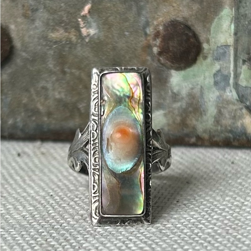 Antique Sterling Blister Pearl Ring - Picture 9 of 11